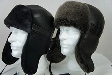 100% Sheepskin Shearling Leather Trapper Biker Hunter Aviator Ushanka NWT M-3XL