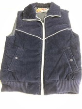 Vintage Fingerhut Fashions Vest Mens Small Navy Corduroy Western Zip Kingtex 80s