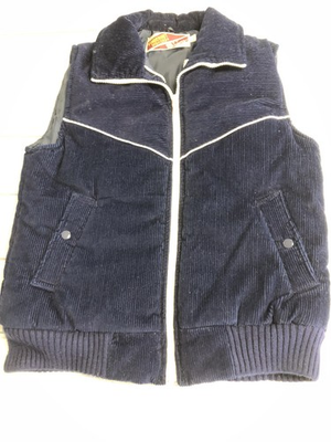 #ad Vintage Fingerhut Fashions Vest Mens Small Navy Corduroy Western Zip Kingtex 80s $28.99