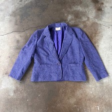 Pendleton Blazer Women L Purple Good Vintage Wool Tweed Multi Color Fleck USA