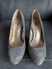Fioni Night Silver Gold Stiletto Glitter Platform Pump Heels Women  s Size 5