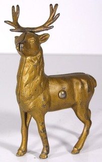1910s CAST IRON DEER / BULL ELK FORM BANK FIGURAL STILL BANK By ARCADE TOYS