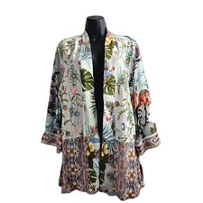 John Mark Peacock Florals Spring Women's M Kimono Style Open Front Mesh Sleeves
