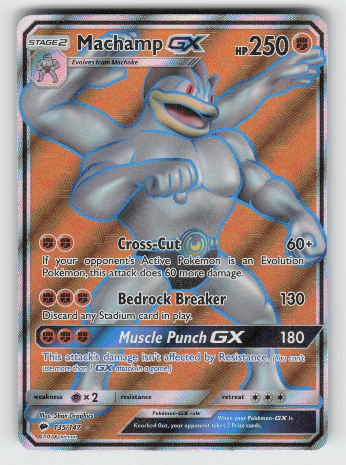 Machamp GX (Full Art) 135/147 NM Holo SM03 SM - Burning Shadows TPO01