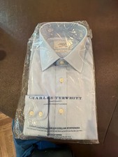 Charles Tyrwhitt Non-Iron Twill Shirt Light Blue 15.5/34 NEW in plastic