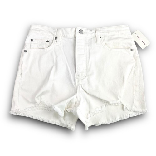 Neu mit Etikett Lucky Brand Mom hoch geschnittene Shorts 8/29 weiß Used-Look Grunge Boho Festival - Bild 4 von 11