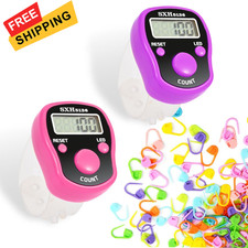 Stitch Counters 2 Pcs LED Digital Row Counter and Markers Purple pink