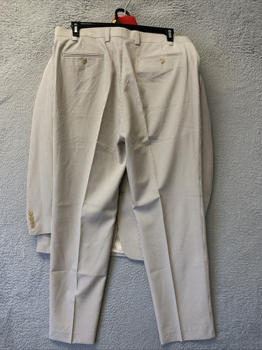Lauren Ralph Lauren Brown Polo Seersucker Suit Jacket 44R Pants 36x32 /137-35 - Picture 21 of 22