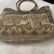 Large Textile Tapestry Handbag Colorful Leopard Pattern Sequins Boho Hippie Bag