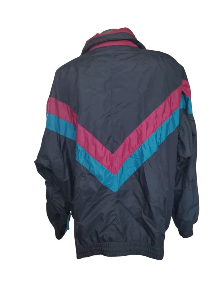 Vtg Trader Bay Windbreaker Jacket Mens XL Y2K Black Blue Maroon 90s Streetwear - Image 2 of 4