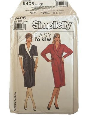 Simplicity 9406 Dress Pattern Sz 8 - 14 Yr 1989 UC FF Tattered Envelope