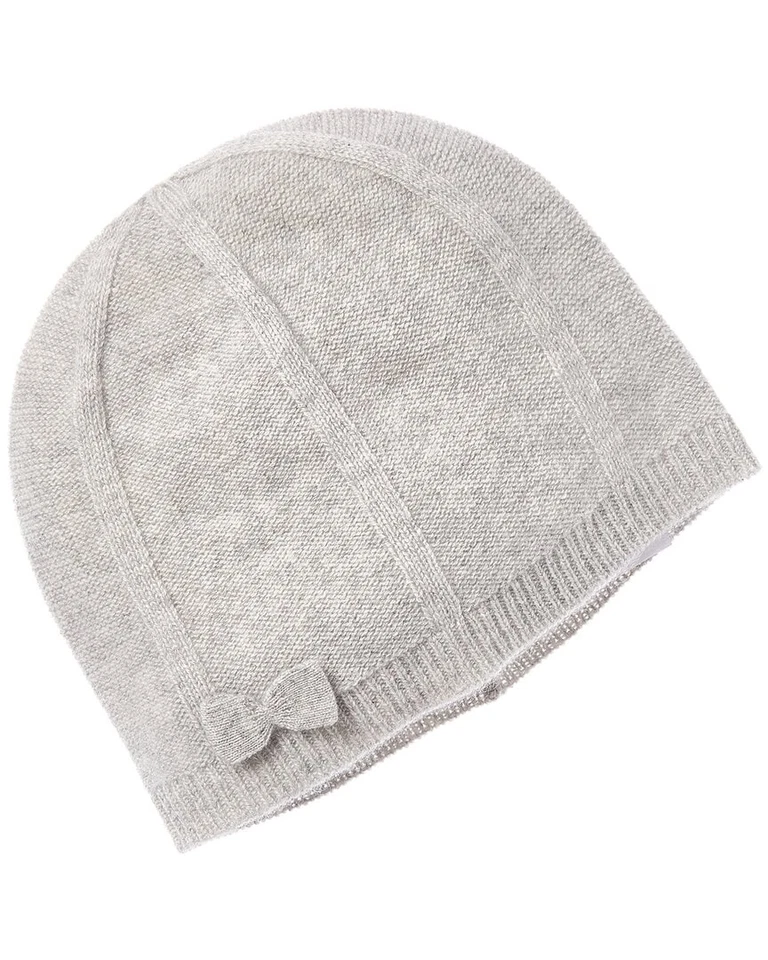 Amicale Cashmere Bow Cashmere Beanie Women's Grey