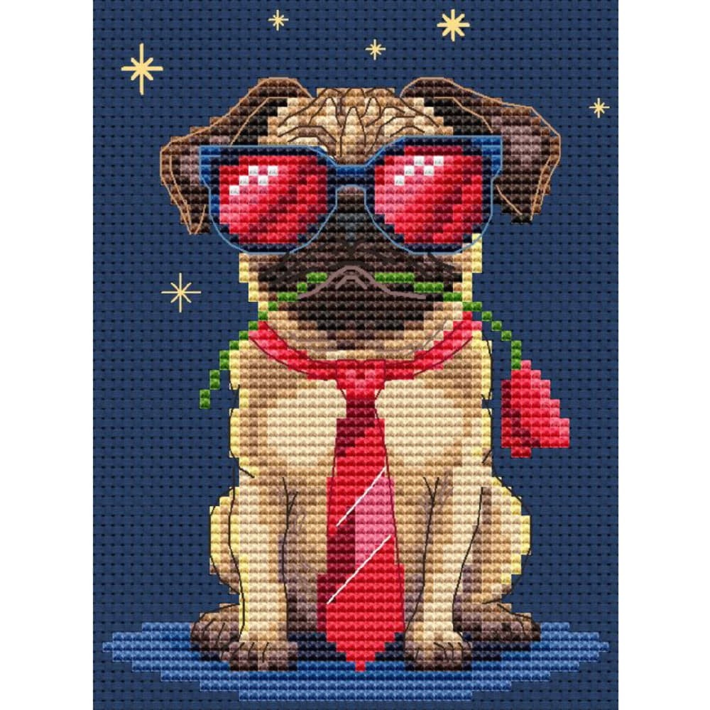 CDA counted cross stitch kit ""Friendly Woof II"", 9,5x13cm