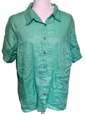 Avenue Women's Linen Minimalist Coastal Resort Vacation Casual Shirt Sz 18/20