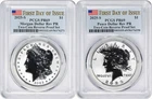 2025-S Morgan and Peace Silver Dollar 2-Coin Reverse Proof Set PR69 FDOI PCGS
