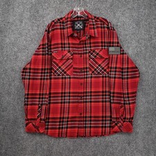 Howitzer Patriot MFG Button Up Shirt Mens XL Red Flannel Plaid Military Grunt