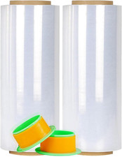 2 Pack Clear Stretch Film Industrial Strength 12'' x 1000 feet 80 Gauge with Pla