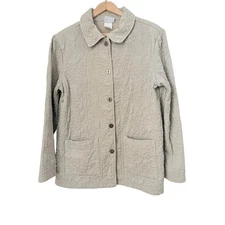 Better Than Basic Beige Quilted Jacket Button Front Pockets Women’s Size S