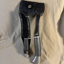 Matching Western Vintage Black Hatchet With Silver Stainless Steel Knife Set.