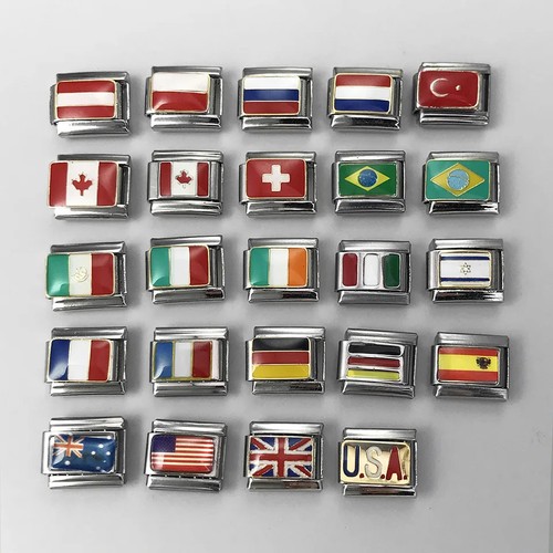 Flag Charm Links for Jewelry DIY Women Stainless Steel Country Enamel Beads Set - Picture 2 of 45