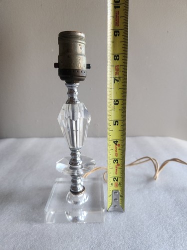 Vintage Mid-Century 50er Jahre geschliffenes gestapeltes Glas Akzent Tischlampe • funktioniert 9" - Bild 24 von 24