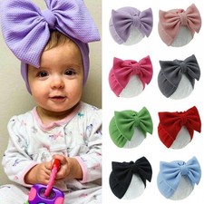 Newborn Baby Hat With Bow Infant Girls Beanie Cap Elastic Toddler Turban Hats UK