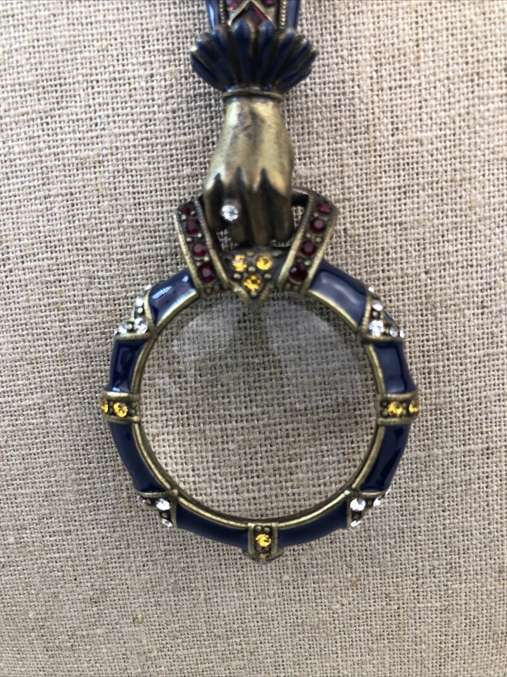 Pingente de lupa Sweet Romance EUA colar 20” art déco segurando à mão - Imagem 4 de 4