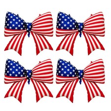 4 PCS Patriotic Bow Foil Balloons, 38 Inch Large American Flag Balloons for 4...
