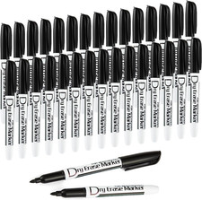 Black Dry Erase Markers Low Odor Fine Whiteboard Markers Thin Box of 30