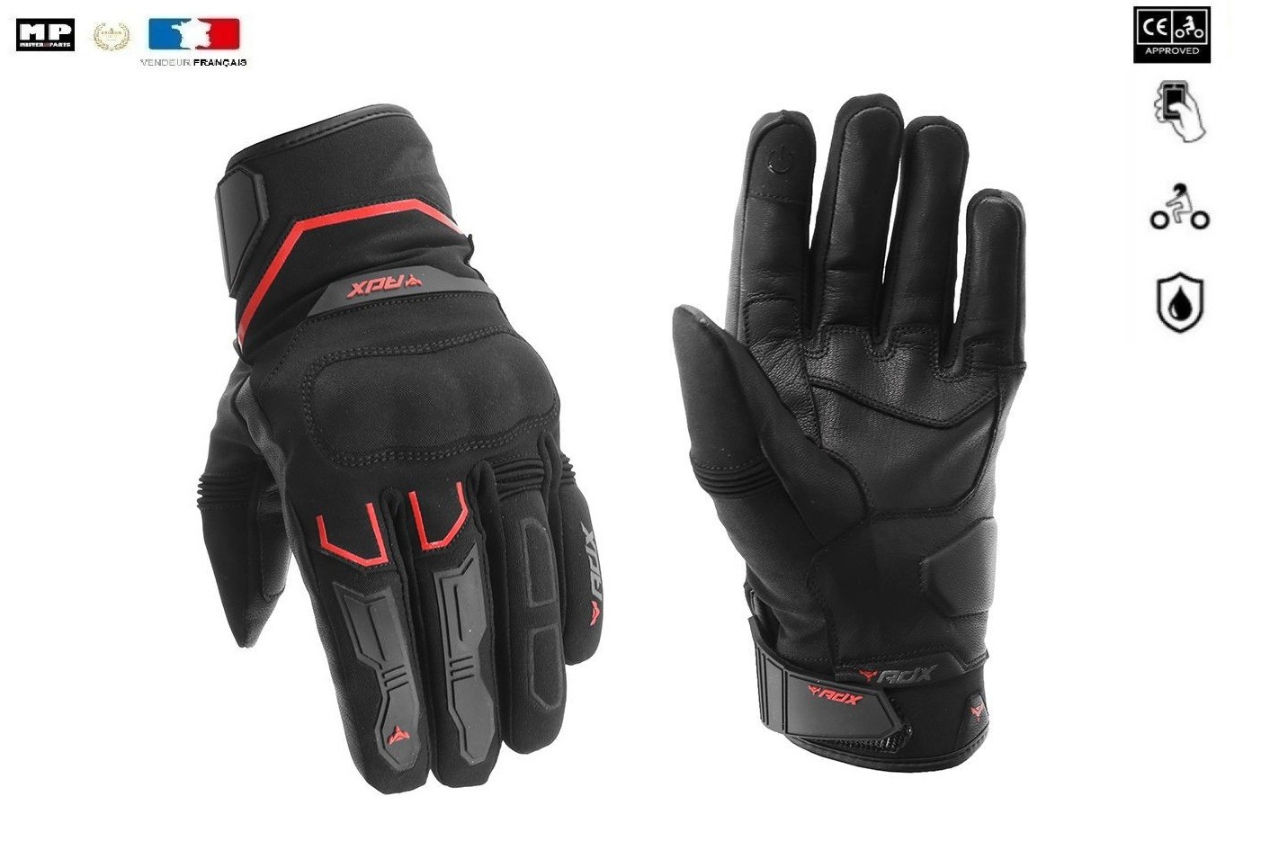 Gants Moto Étanche contre la Pluie et le Froid Doublure Polaire pour Trajet Hivernal