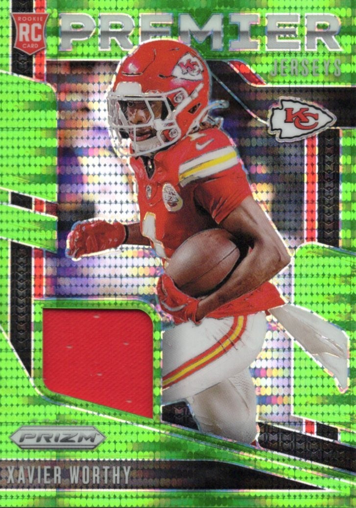 2024 Panini Prizm - #PJ-XWY Xavier Worthy RC Premier Jerseys Pulsar Green Patch