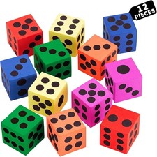 Big Foam Dice Set - 12-Pack, Jumbo, and Colorful Dice for Kids - Ideal for Boost