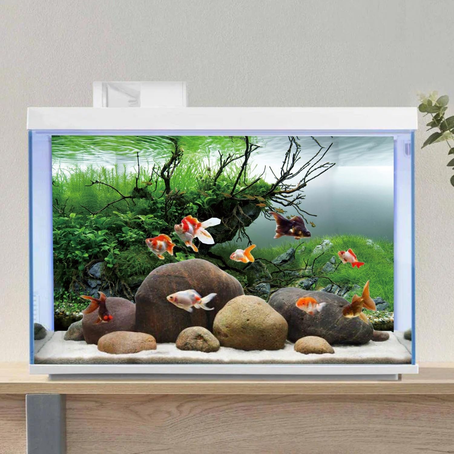 Sfondo acquario 48x20 in vinile con pesci e alghe foto 4