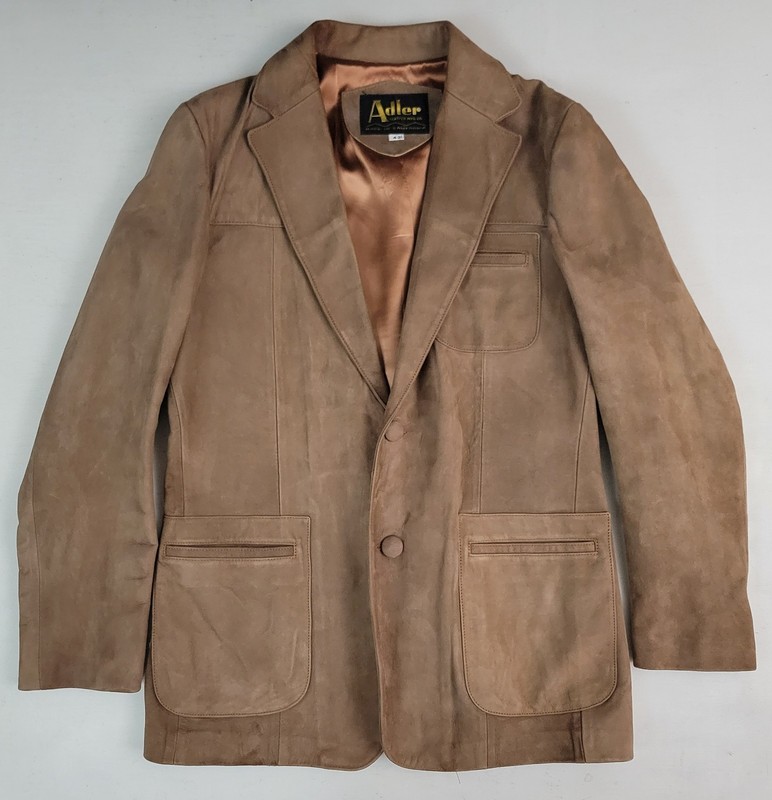 Vintage Adler 70s 80s Soft Suede Brown Leather Long Jacket Coat Mens 42 L