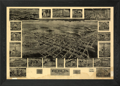 Berlin Pennsylvania 1905 Framed Wall Art Poster Canvas Print Picture
