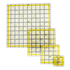 4-Piece Yellow Quilting Ruler Set, Square Templates 2.5" to 10.5" 