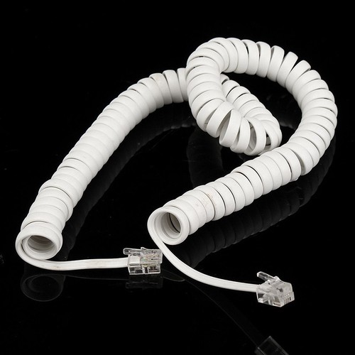 2M Coiled Telephone Handset Cable RJ10 Phone-Lead Extension Curly Spring Cord 1* - Zdjęcie 2 z 7