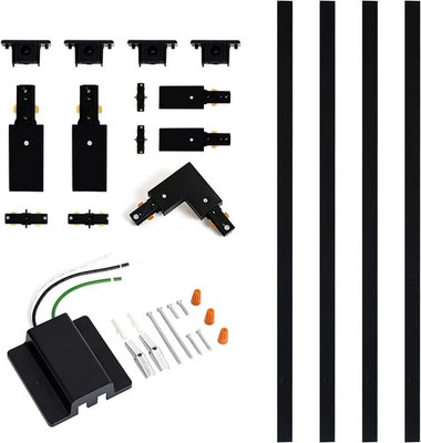 13FT H Track Lighting Rails Black, H Type Track Lighting Kit with Floating Canop