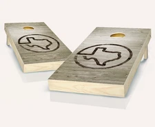 Wood Cornhole Boards Skips Garage Texas Portable Outdoor Lawn Game Set
