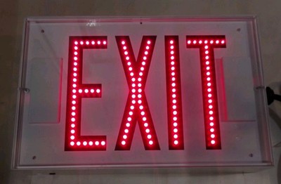 NEW- EXITRONICS 502E-LB-WH-S LED (RED) EXIT SIGN. TAMPER PROOF/WATERPROOF