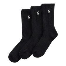 Polo Ralph Lauren Men's Crew Sport Socks 3 Pairs One Size Uk 6-11 Black