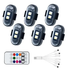 6PCS Wireless LED Lights for Car with Remote Control, High Brightness Black