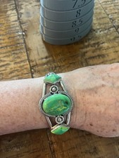 Beautiful Gaspite And Sterling Cuff 6-7