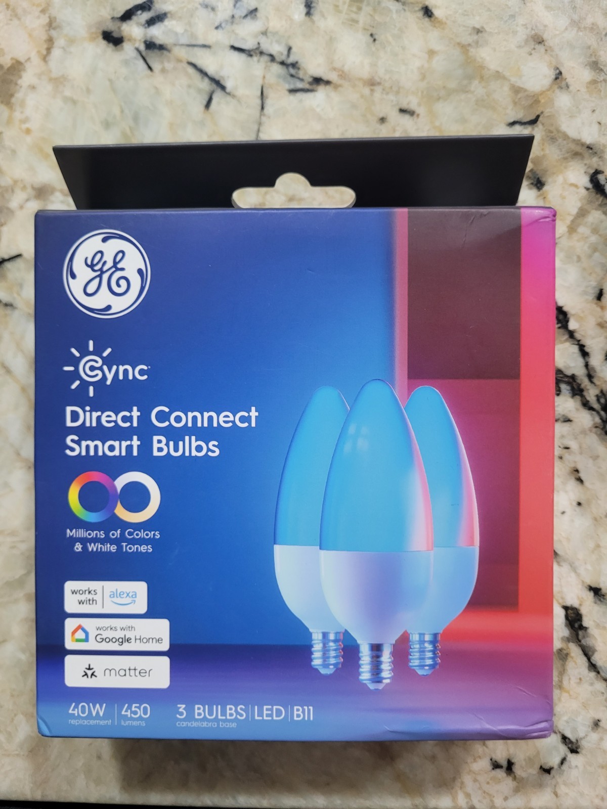 GE Cync Smart LED Light Bulbs, 3-Pack, Bluetooth Wi-Fi, Colo