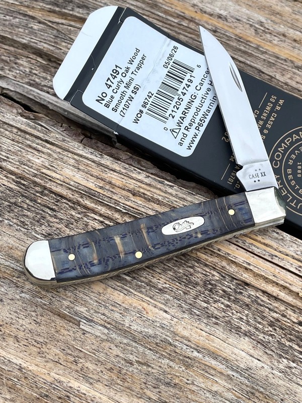 CASE XX * 2026 SMOOTH BLUE CURLY OAK WOOD WHARNCLIFFE MINI TRAPPER KNIFE KNIVES