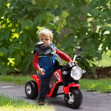 Kids 6V Electric Motorcycle Ride-On Toy, 3-Wheel Chopper w/ Headlights