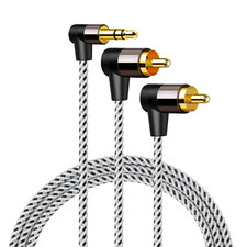 3.5Mm to RCA Cable 3FT, Angle 2RCA Male to 3.5Mm Male Stereo Y Splitter Adapter
