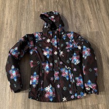 Obermeyer Jacket Girls Teen L 16 Black Multicolor Hooded Ski Snow Constellation