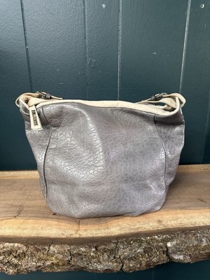 Del Conte Italian Leather Shoulder Bag Gray Slouchy Hobo Soft Pebbled Made Italy
