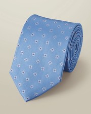 Silk Patterned Tie Light Blue
